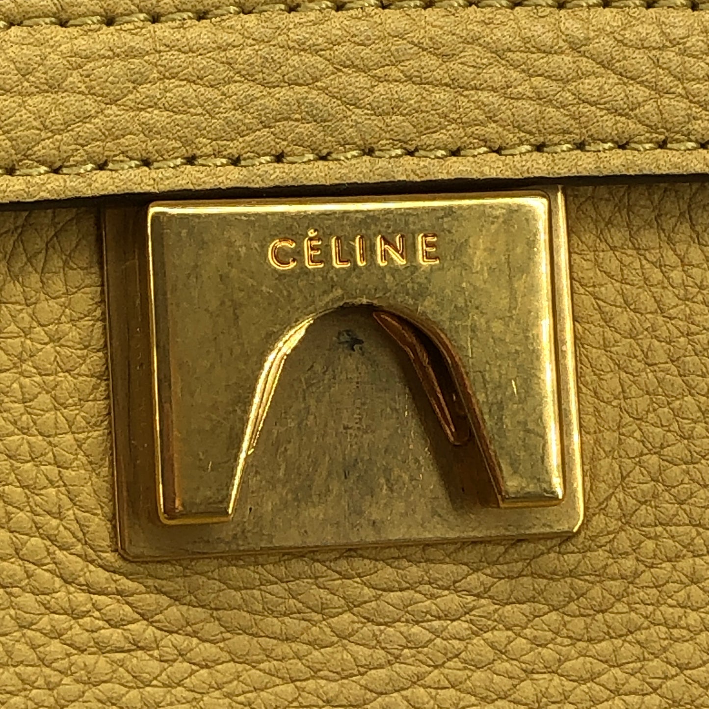 Celine Yellow Grained Calfskin Leather Medium Belt Bag