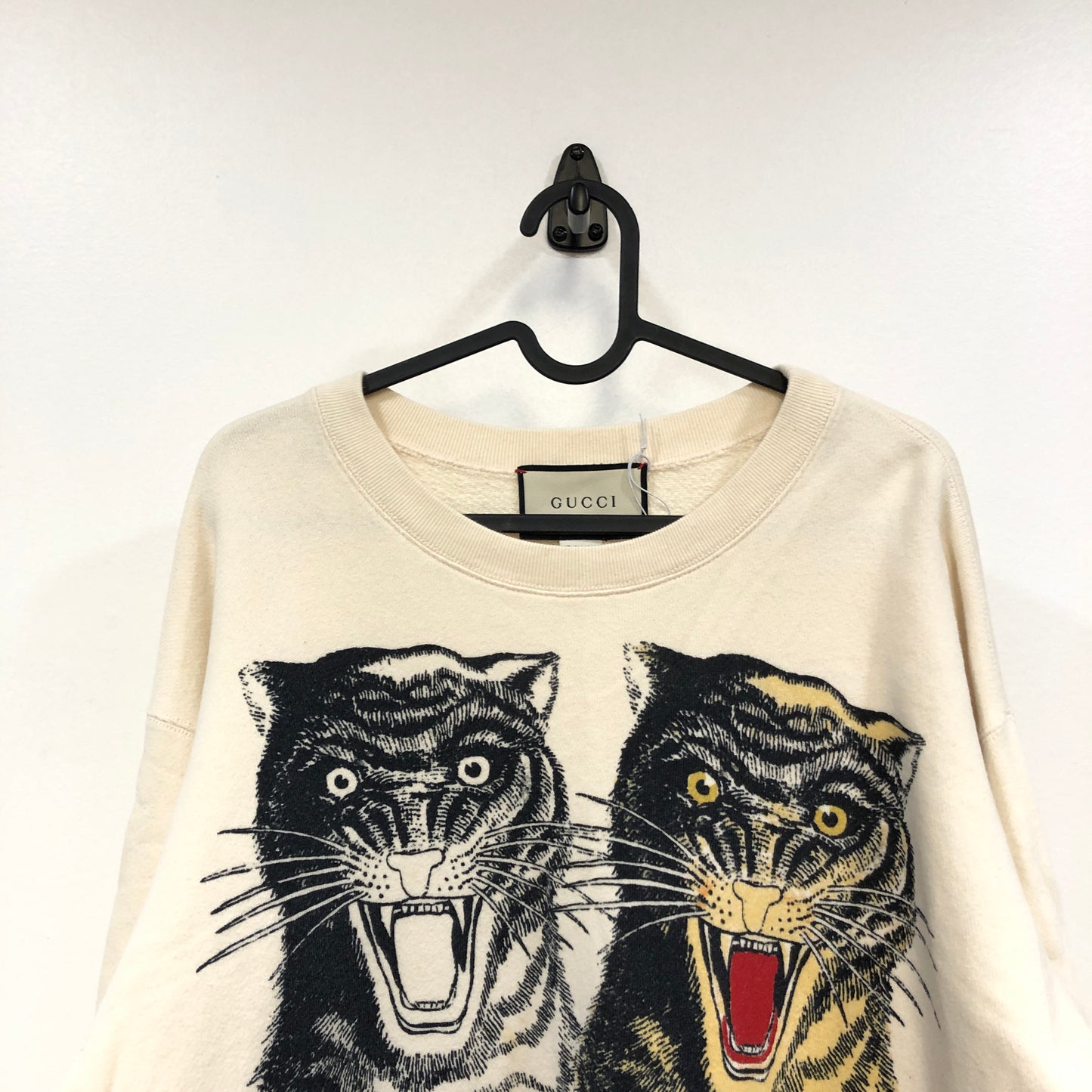 Gucci Off-White Graphic Print Crew Neck Sweatshirt Size L