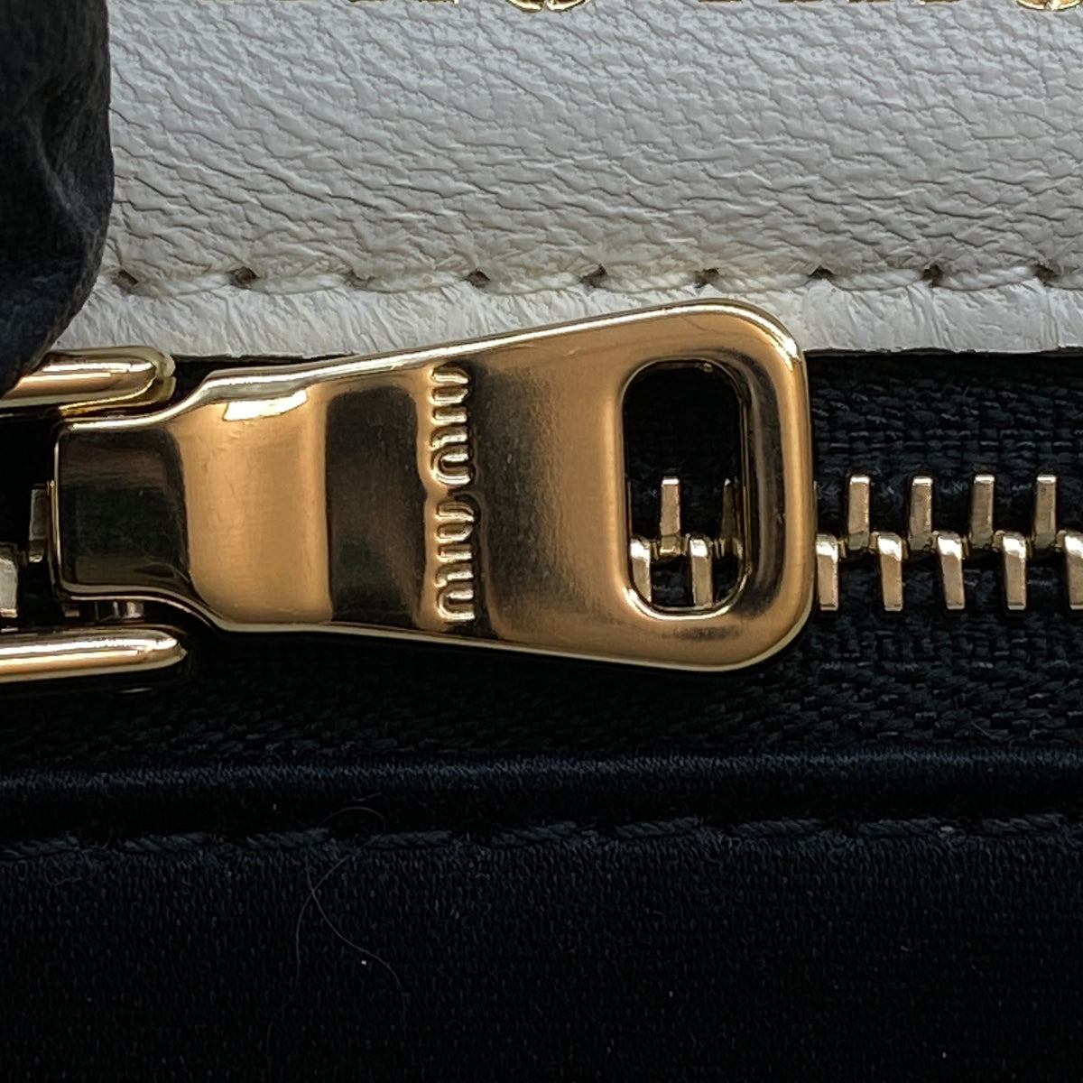 Miu Miu Confidential Matelassé  Crossbody Bag White Leather