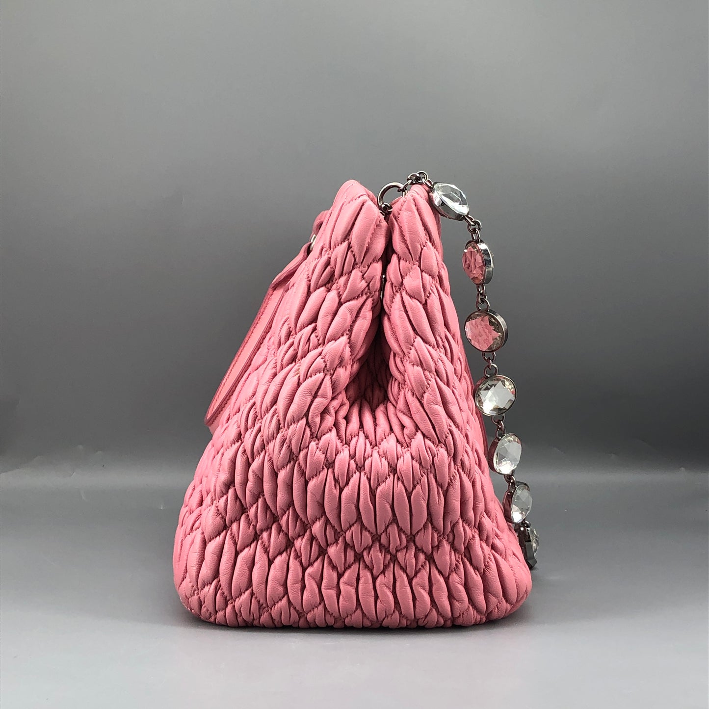 Miu Miu Matelasse Nappa Crystal Tote Bag Pink