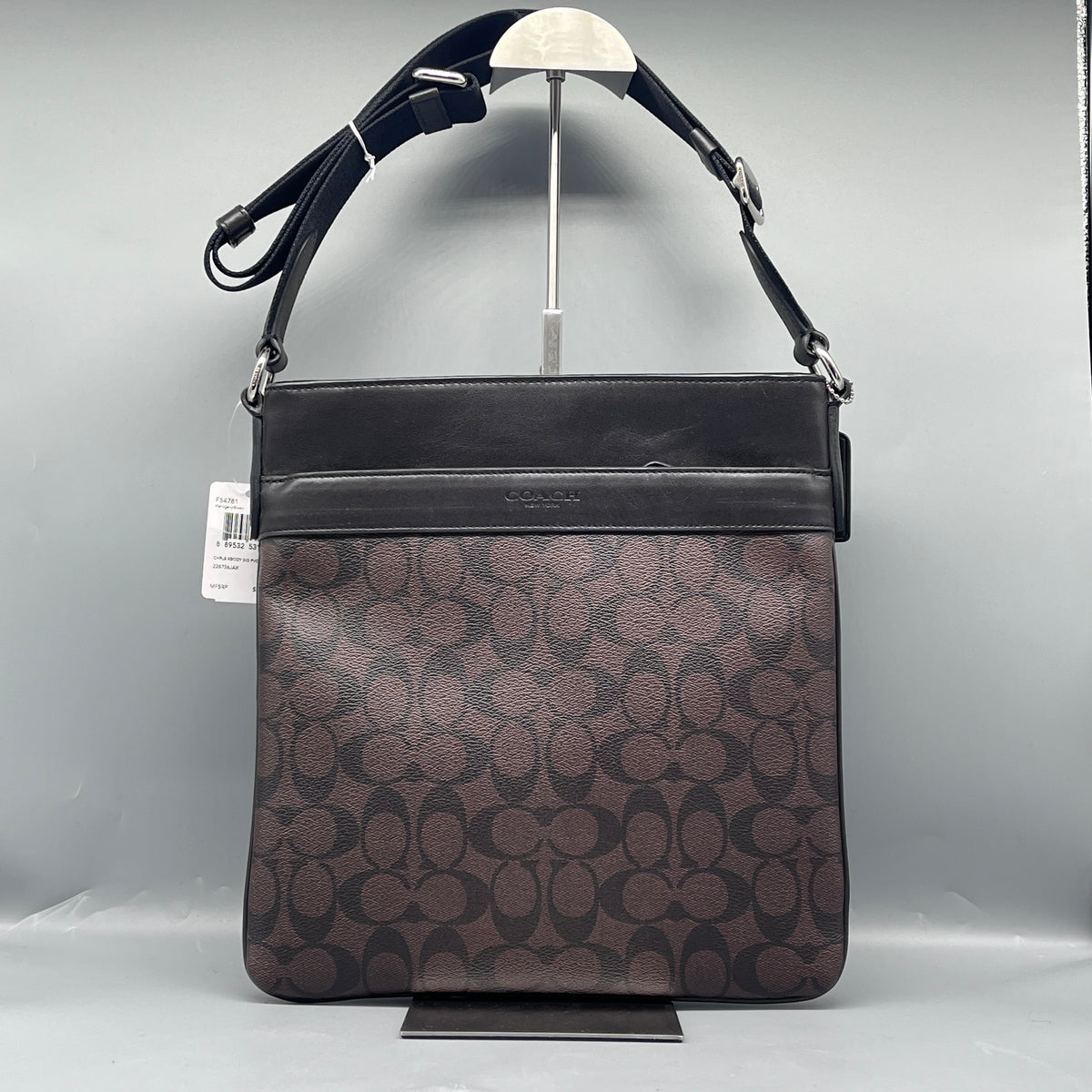 Coach Brown & Black Signature Canvas Crossbody Bag