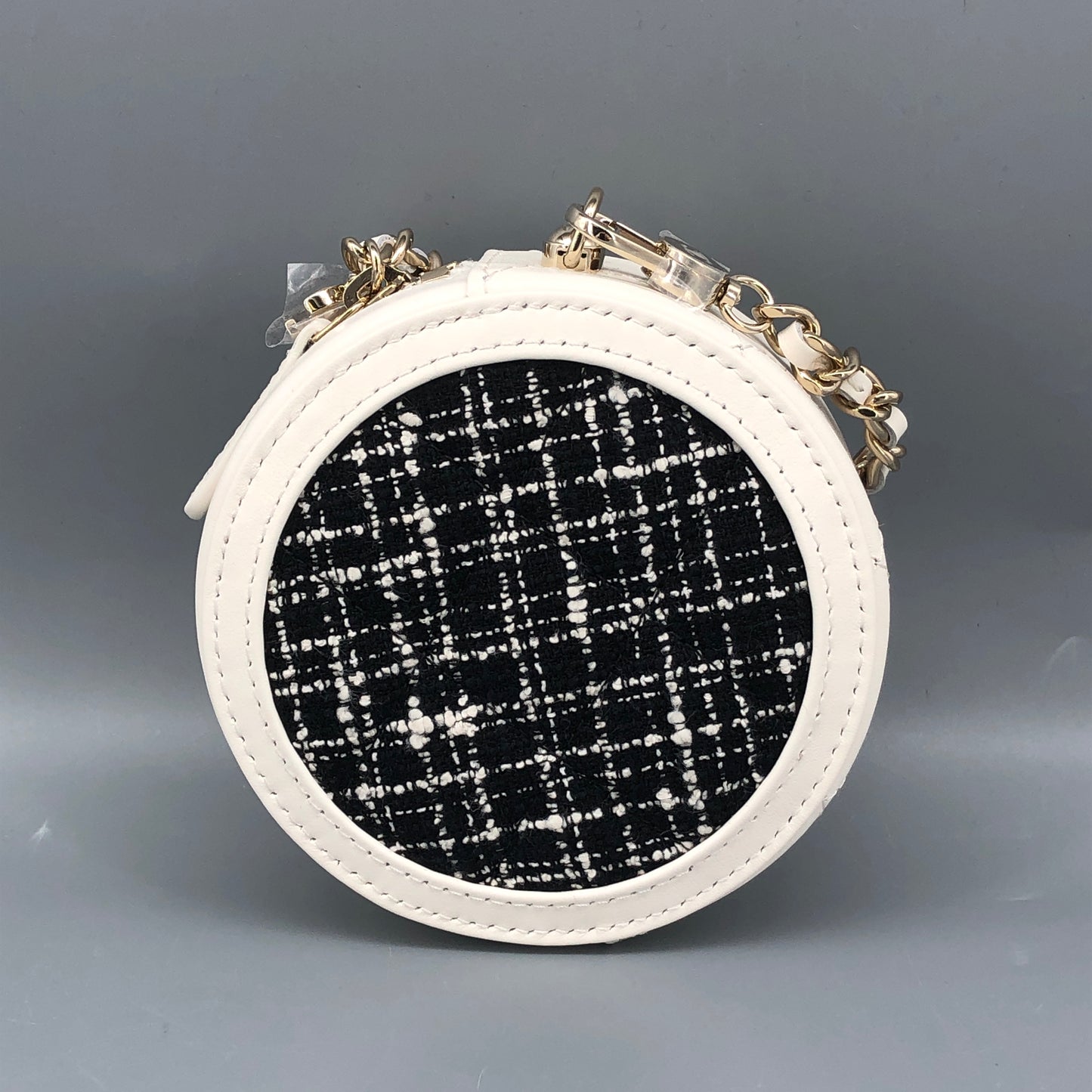 Chanel Tweed Round Mini Chain Coin Case Bag Charm
