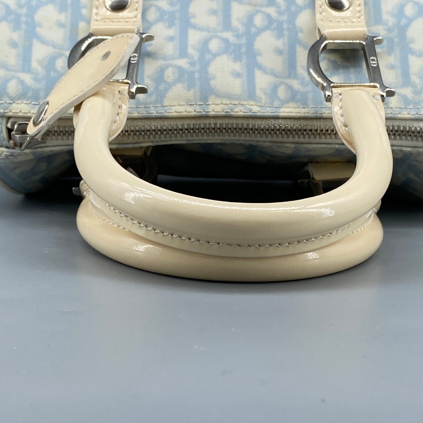 Christian Dior Vintage Oblique Boston Handbag cream/blue