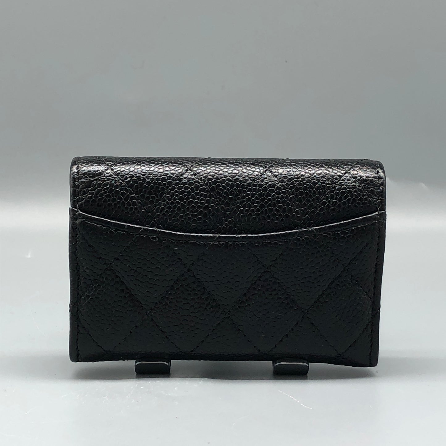 Chanel Classic Caviar Quilted Flap Card Holder Wallet Black