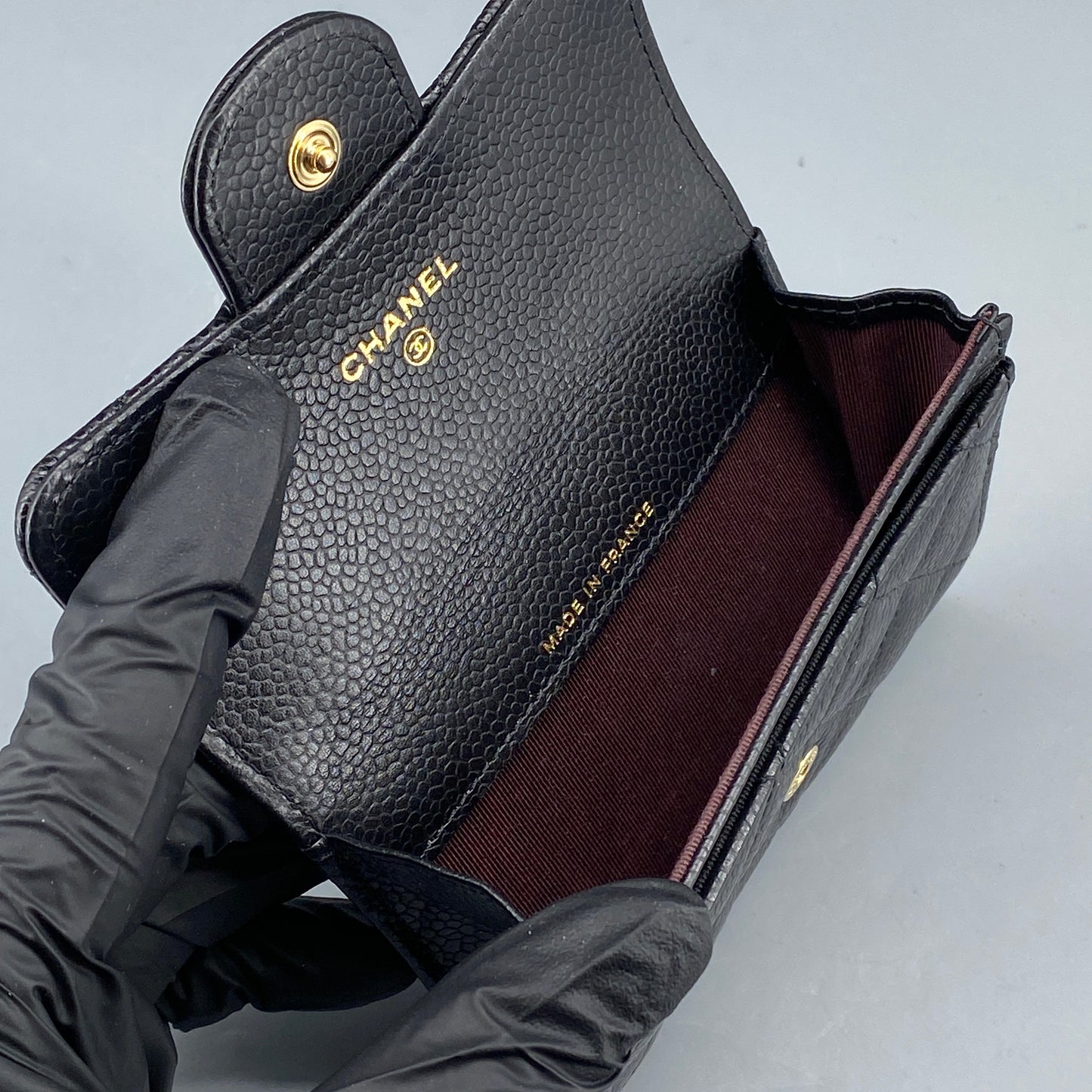Chanel Black Caviar Quilted Leather Flap Card Wallet