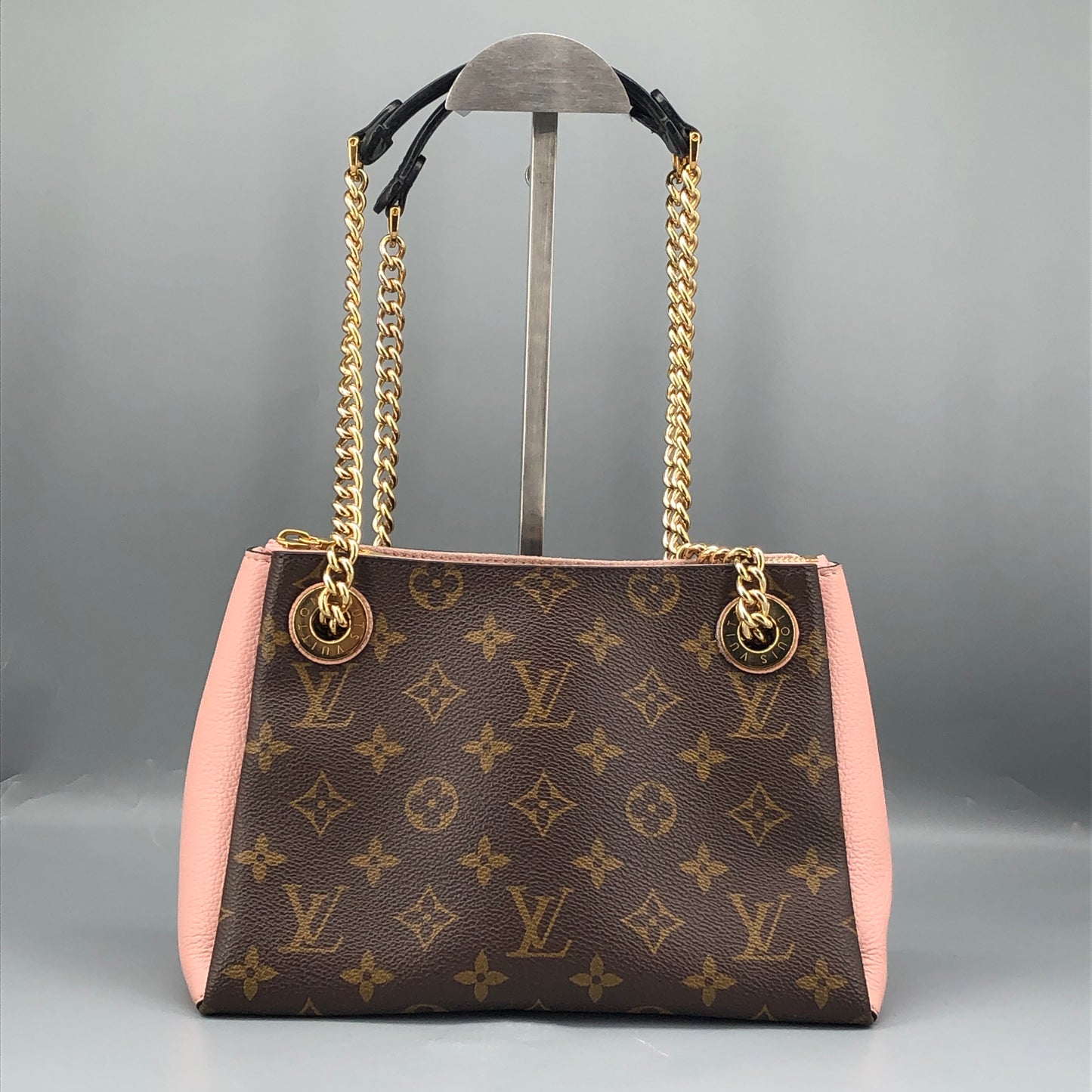 Louis Vuitton Brown Monogram & Pink Leather Chain Shoulder Bag