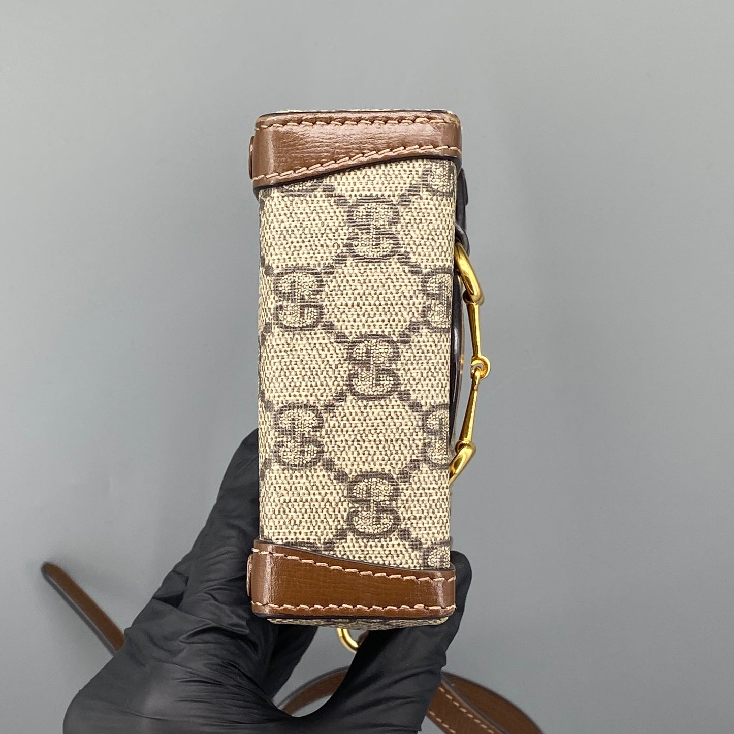 Gucci Beige GG Canvas Horsebit Mini Phone Crossbody Bag