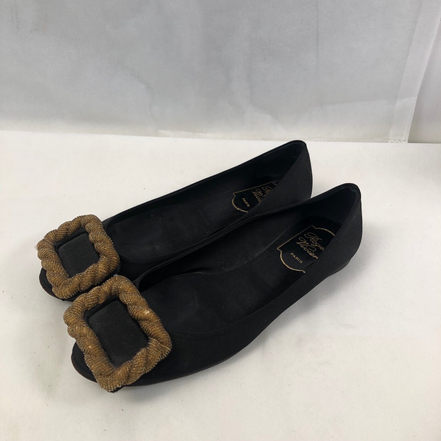 Roger Vivier Embellished Leather Flats Black Women’s Size 35.5