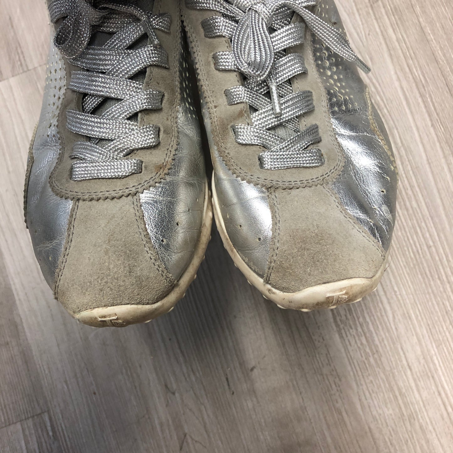 Tod's Women's Silver Leather & Suede Sneakers Size 37.5
