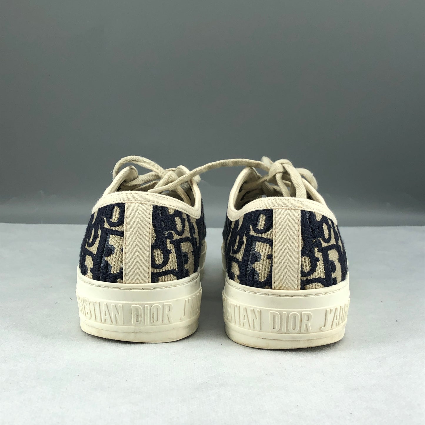 Christian Dior Women's Walk'n'Dior Oblique Canvas Sneakers Size 35 Navy/Beige
