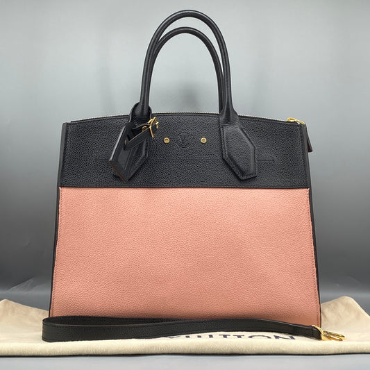 Louis Vuitton City Steamer MM Handbag Pink Black