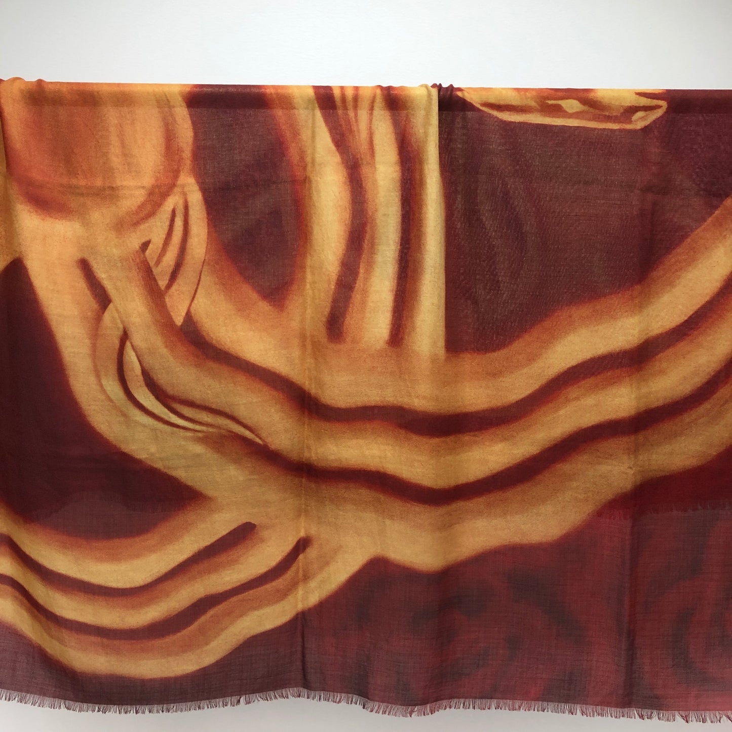 Chanel Dark Red/Yellow Cashmere Scarf 138×184 cm