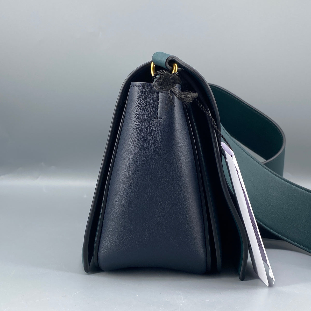 Celine New Frame Shoulder Bag Navy Green Leather