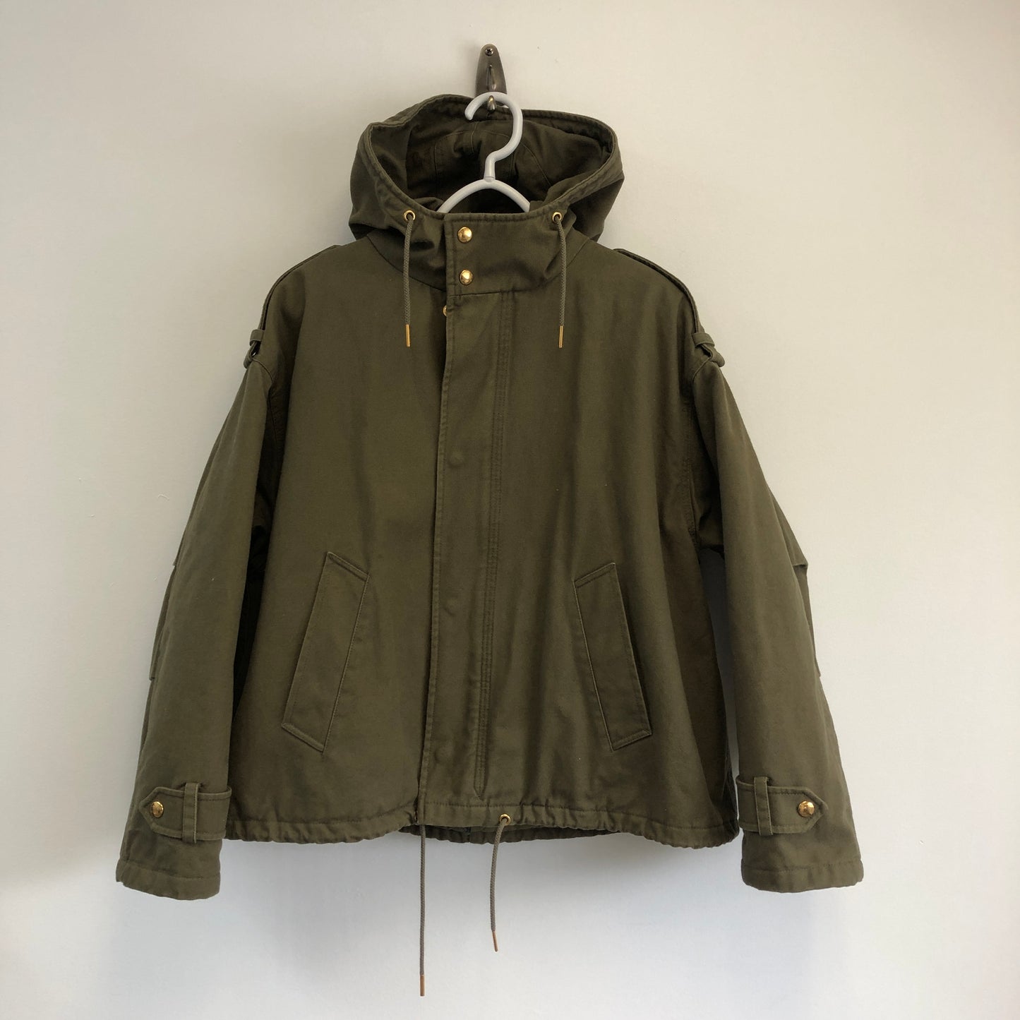 Celine Dark Green Quilted Hooded Parka Size 36