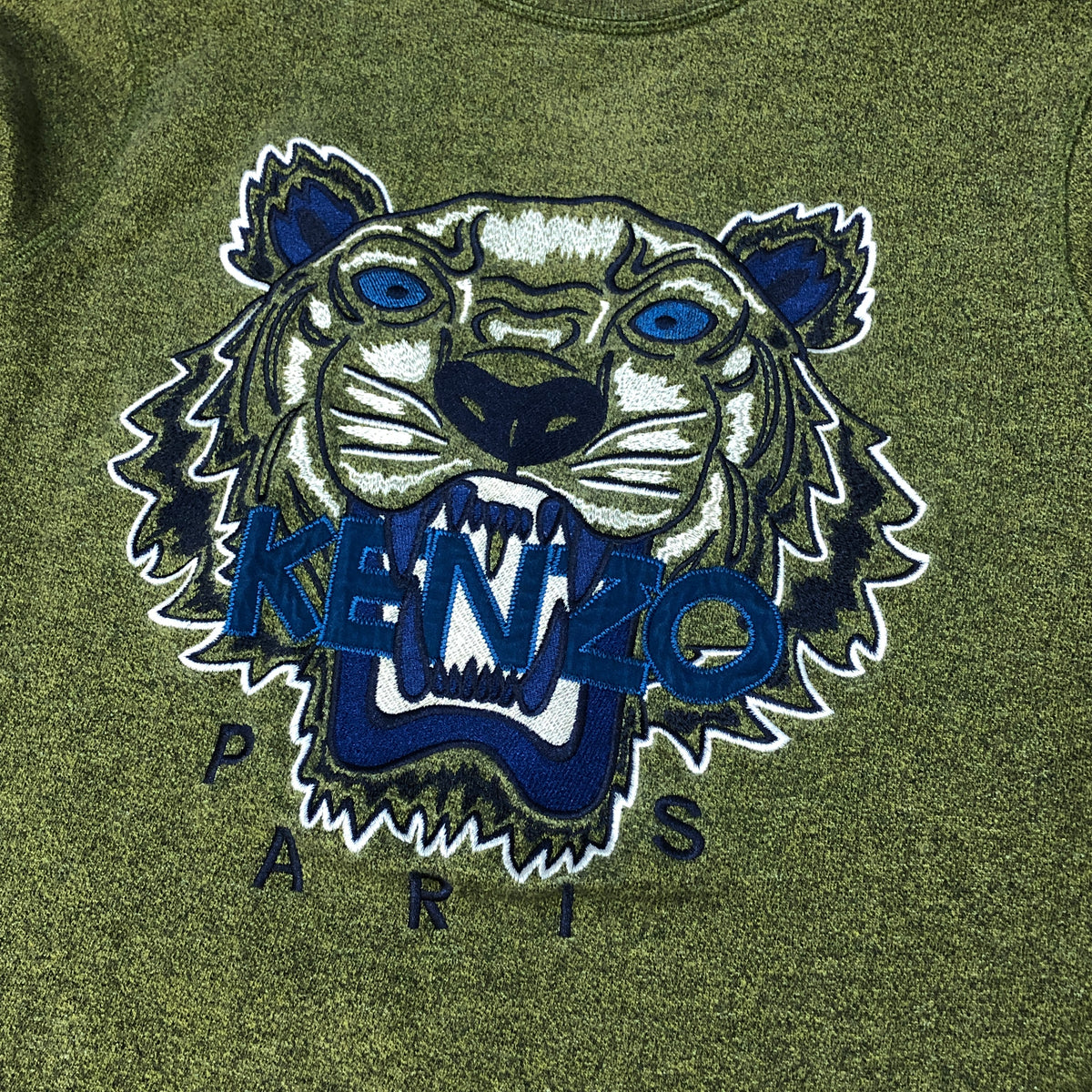 Kenzo Olive Green Tiger Head Long Sleeve Sweatshirt Size S