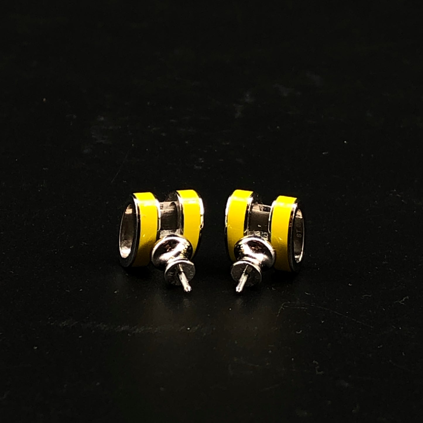 Hermes Yellow Enamel H Stud Earrings