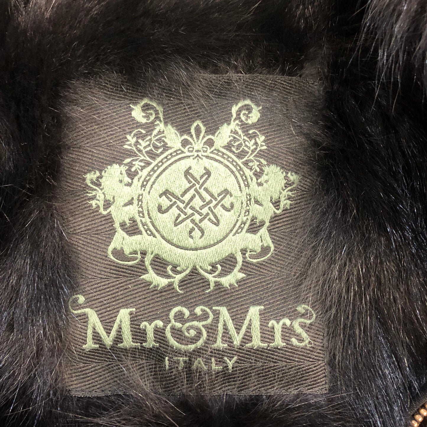 Mr & Mrs Italy Fur Trim Parka Size XS Black