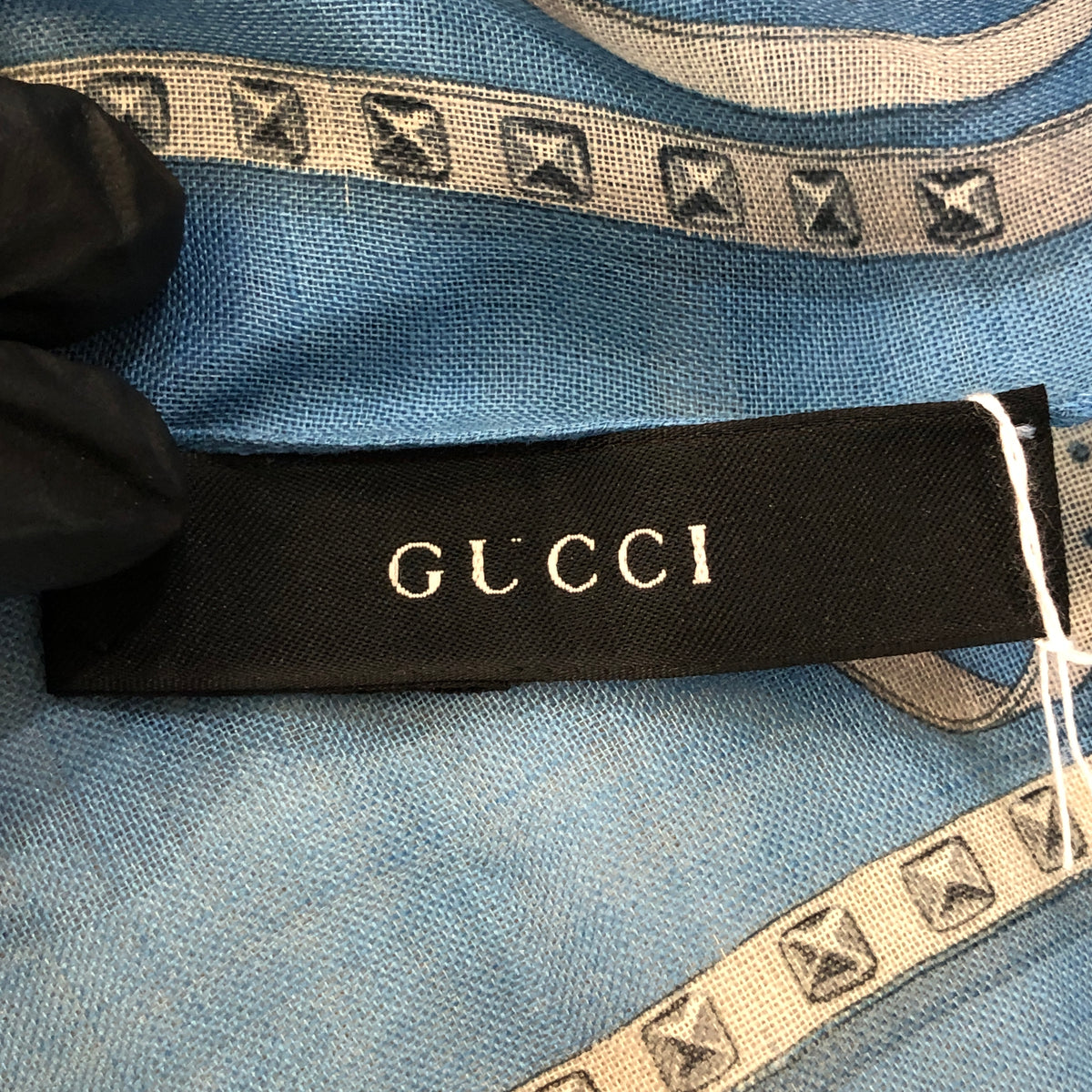 Gucci Blue & Navy Blue GG Pattern Scarf 68*192 cm