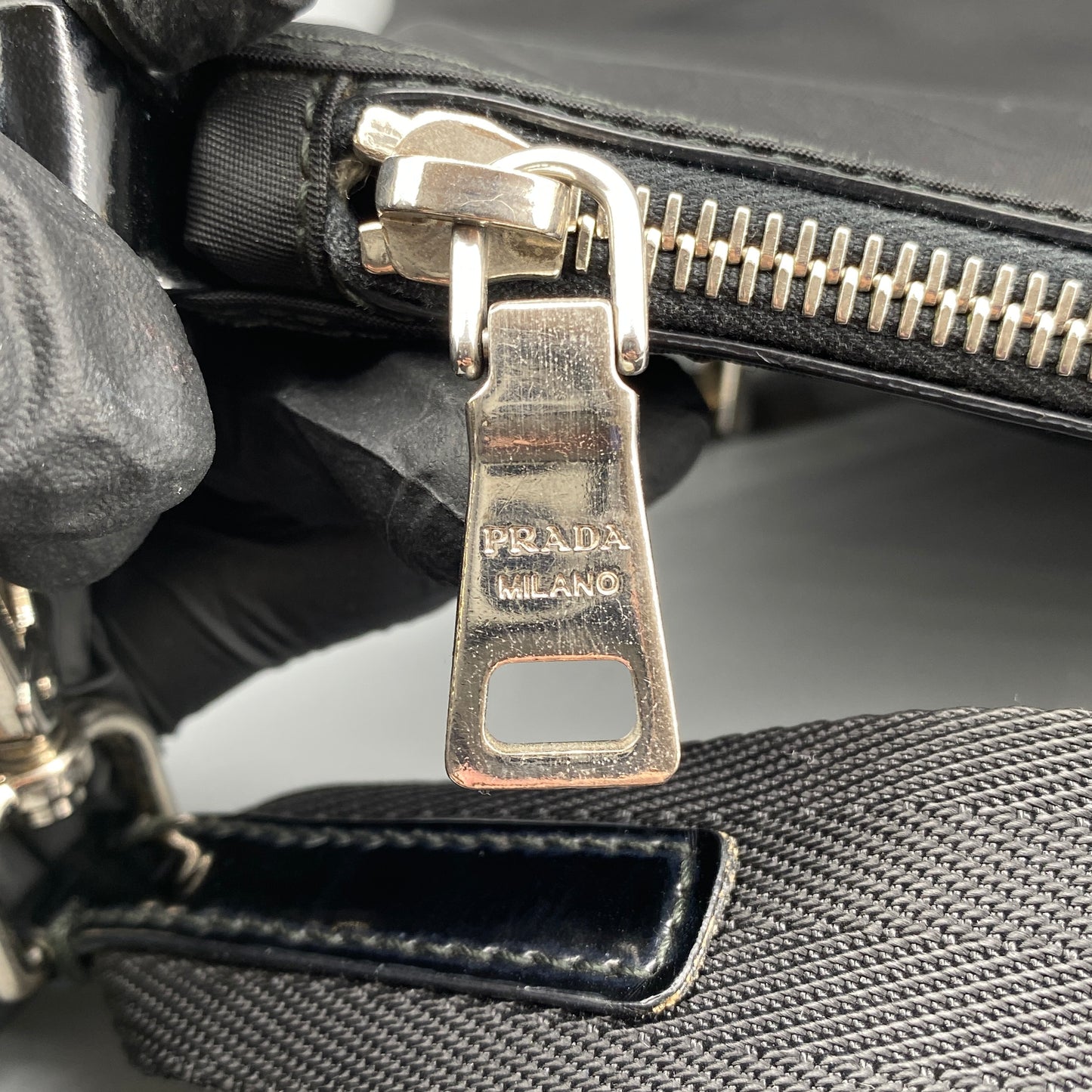Prada Black Nylon Triangle Logo Crossbody Bag