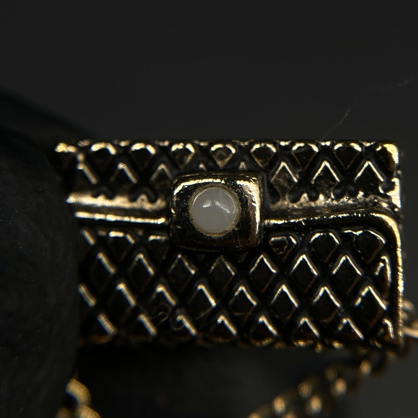 Chanel Vintage Gold Mini Quilted Flap Bag Pendant Necklace