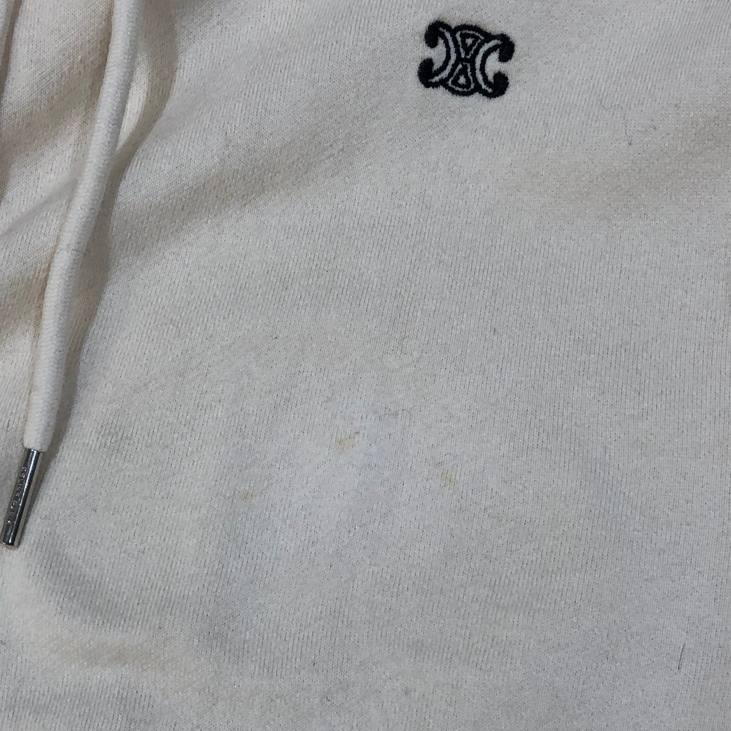 Celine Beige Triomphe Logo Hoodie Size M