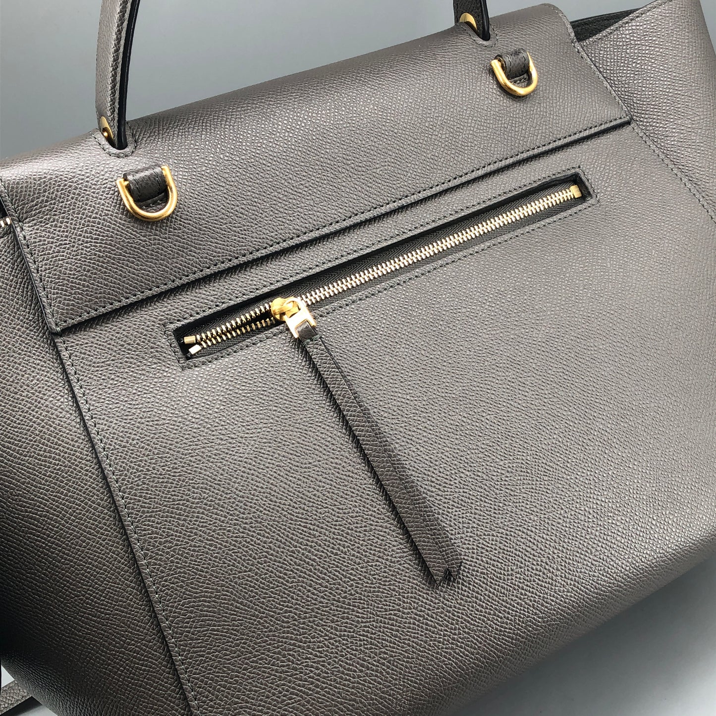 Celine Mini Belt Bag Grey Grained Leather Handbag