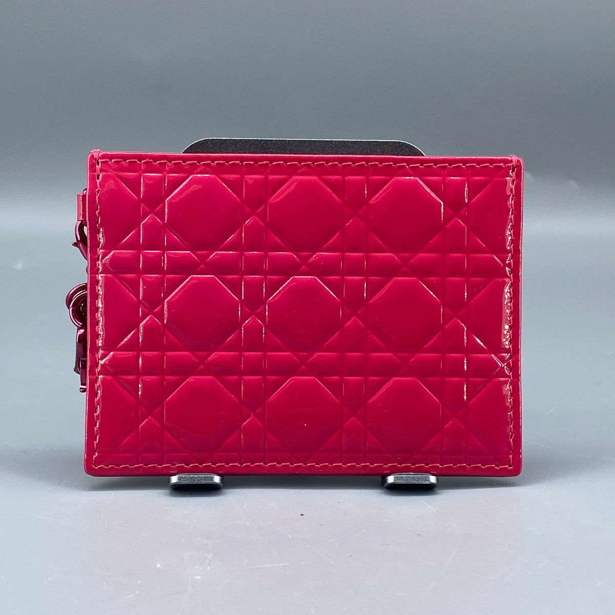 Christian Dior Cannage Patent Leather Card Holder Hot Pink