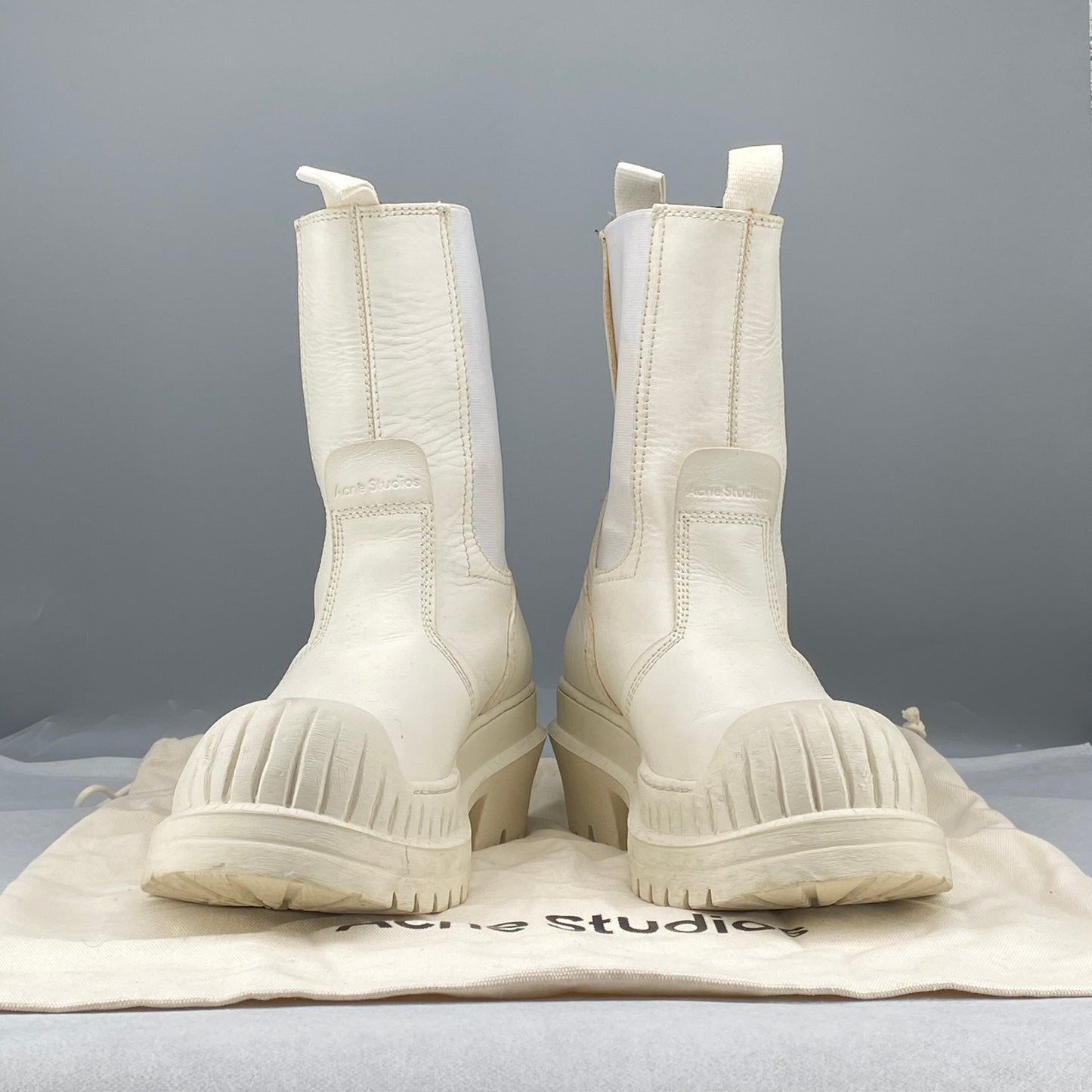 Acne Studios Women’s White Leather Platform Ankle Boots Shoes