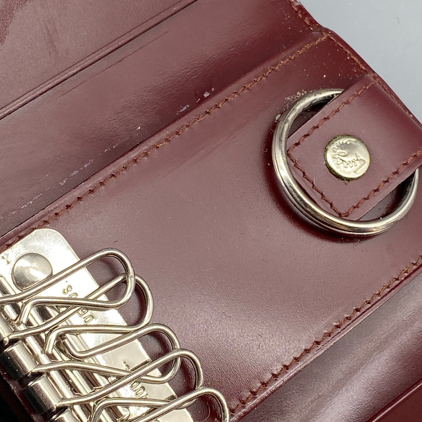 Ferragamo Reddish-Brown Leather Key Case