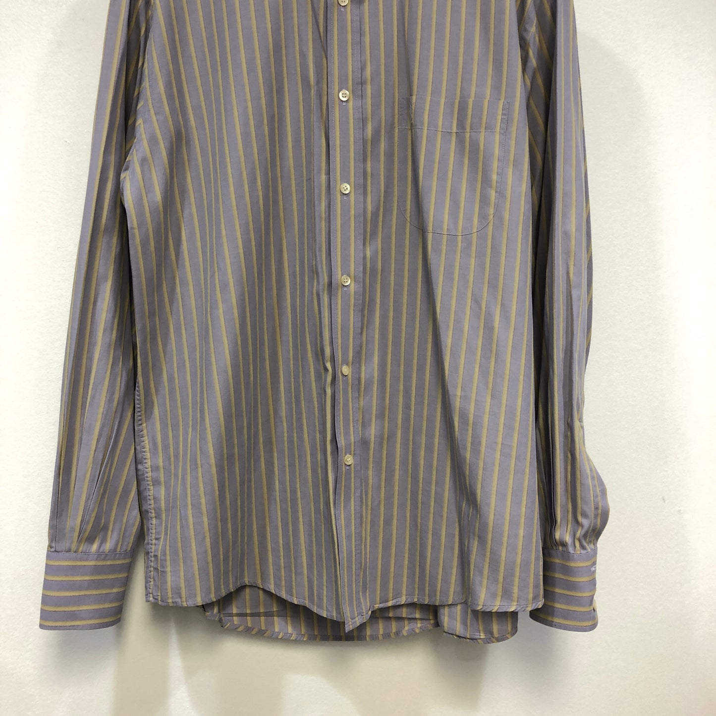 Saint Laurent Lavender & Light Yellow Striped Cotton Button-Down Shirt