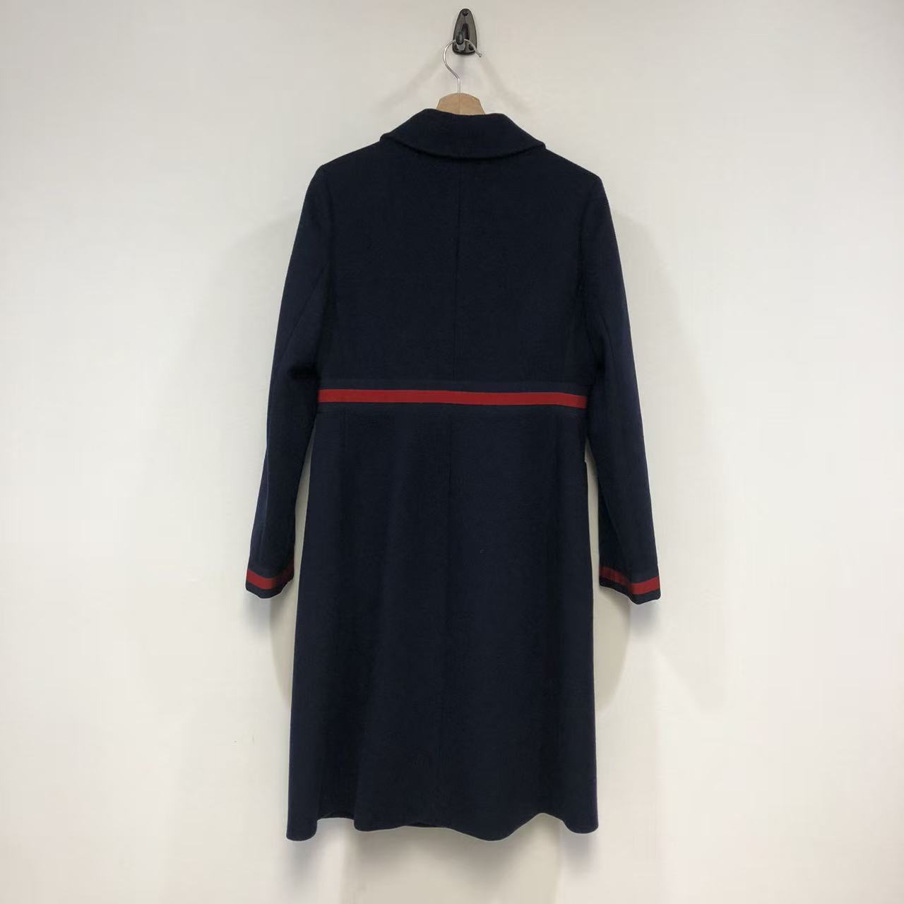 Gucci Sylvie Web Bow Detail Coat Navy Size 42