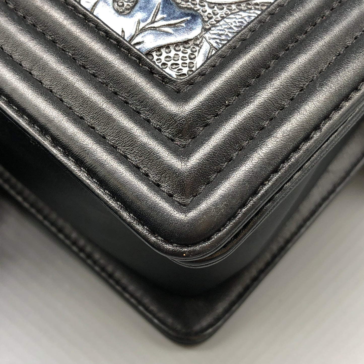 Chanel Boy Medium Embroidered Calfskin Shoulder Bag Black