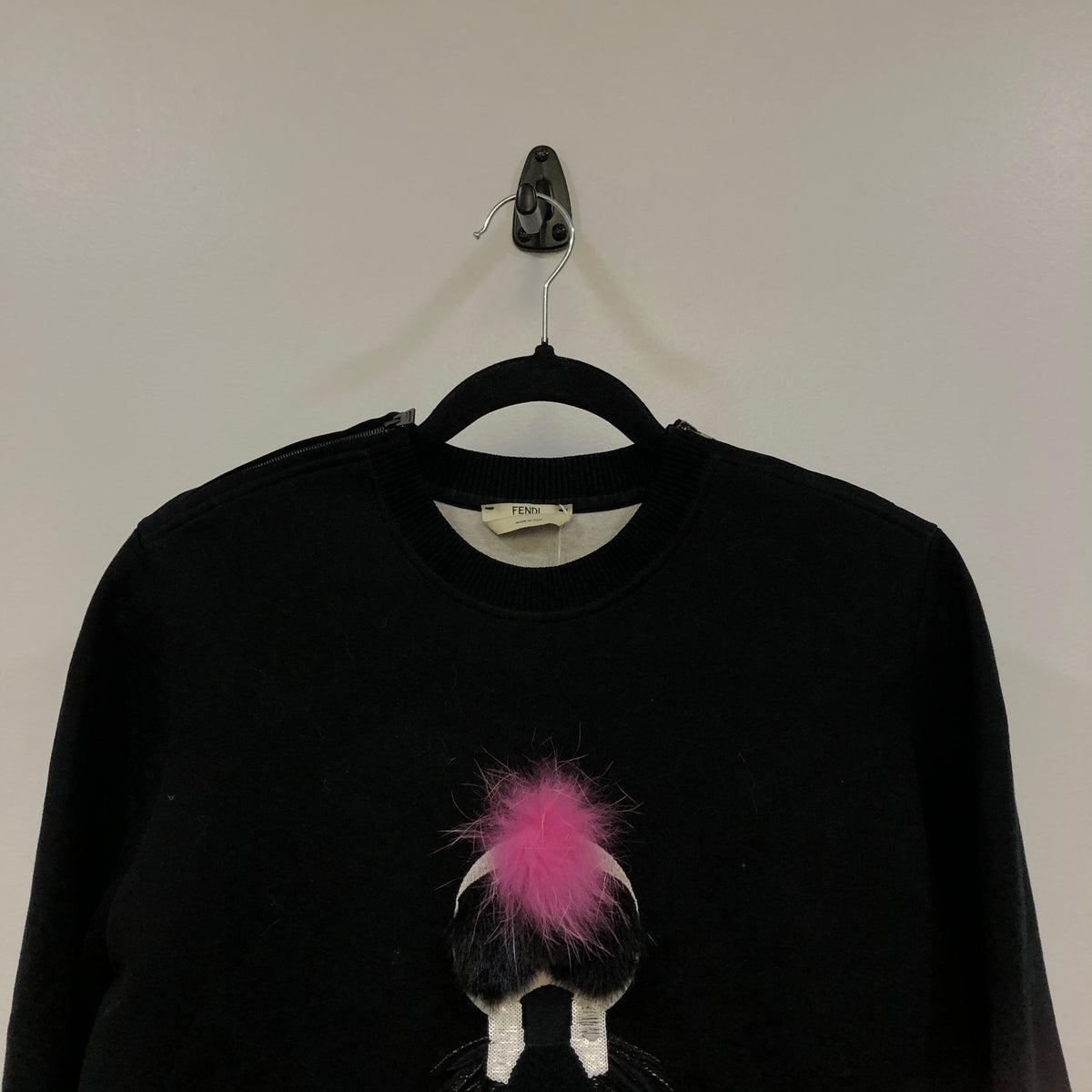 Fendi Black Karl Lagerfeld Graphic Crew Neck Sweatshirt Size 38
