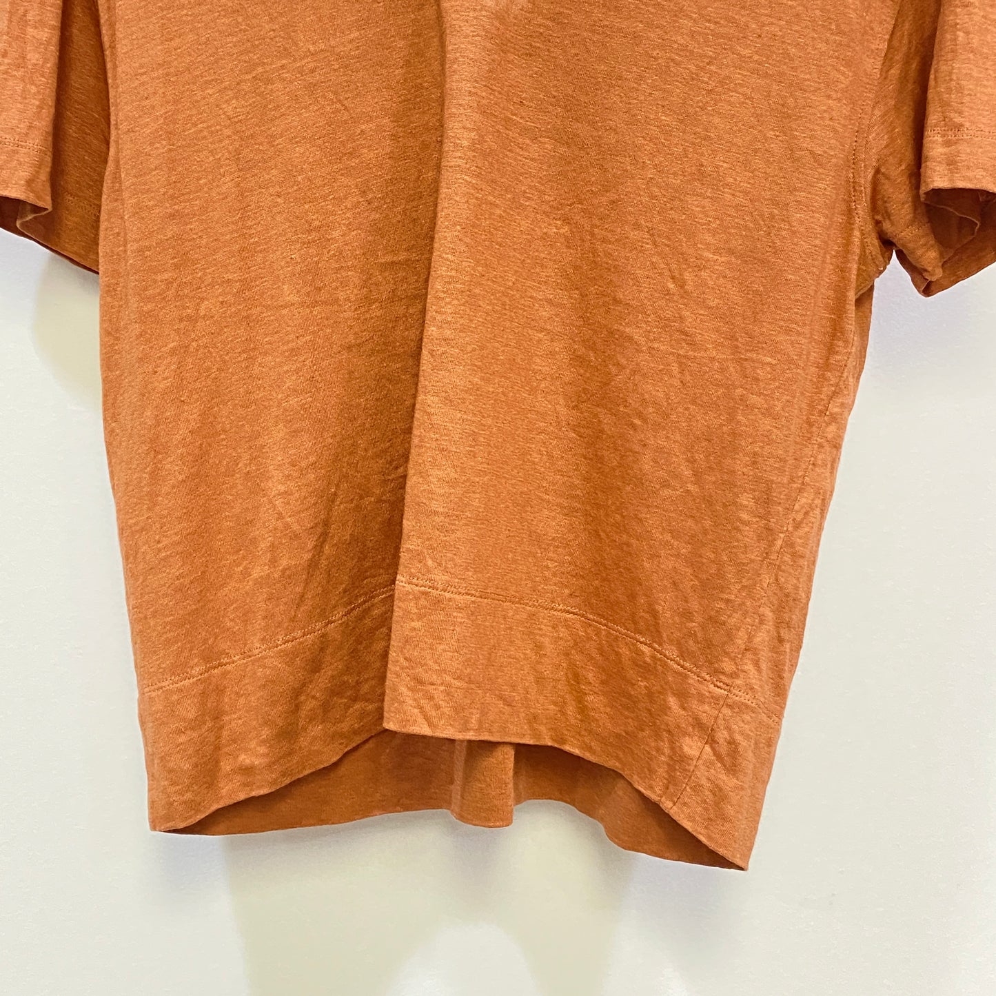 Brunello Cucinelli Rust V Neck Short Sleeve Top Bust 19.5in