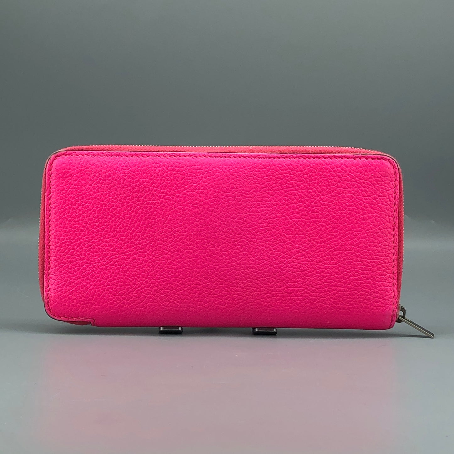 Celine Hot Pink Grained Leather Zip-Around Long Wallet