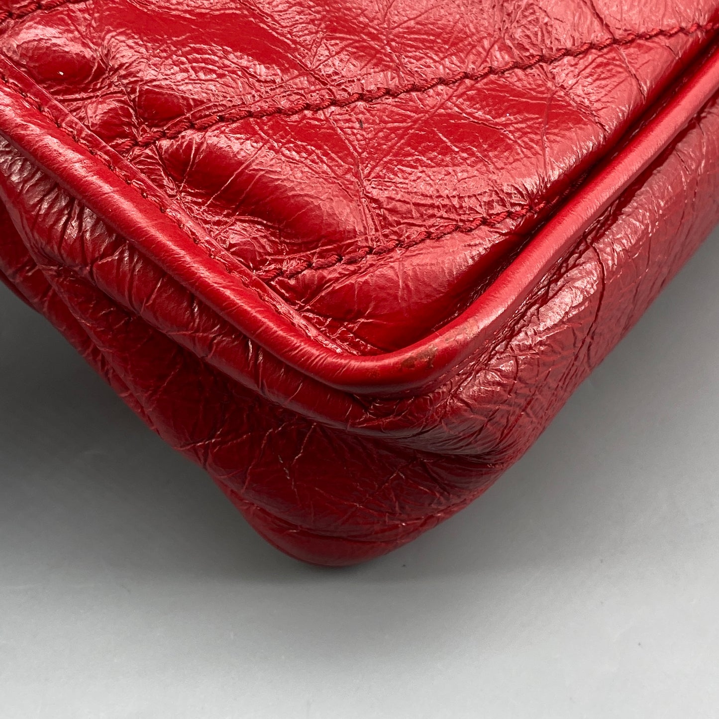 Saint Laurent Small Red Crinkled Leather Niki Chain Shoulder Bag