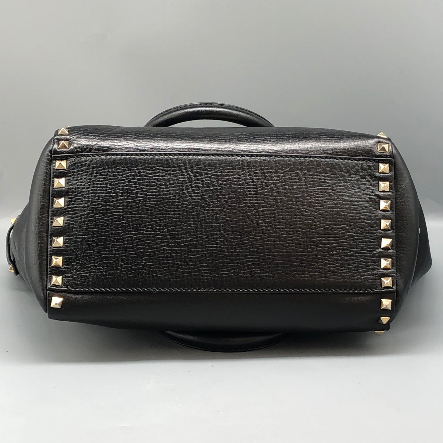 Valentino Garavani Black Leather Rockstud Tote Bag
