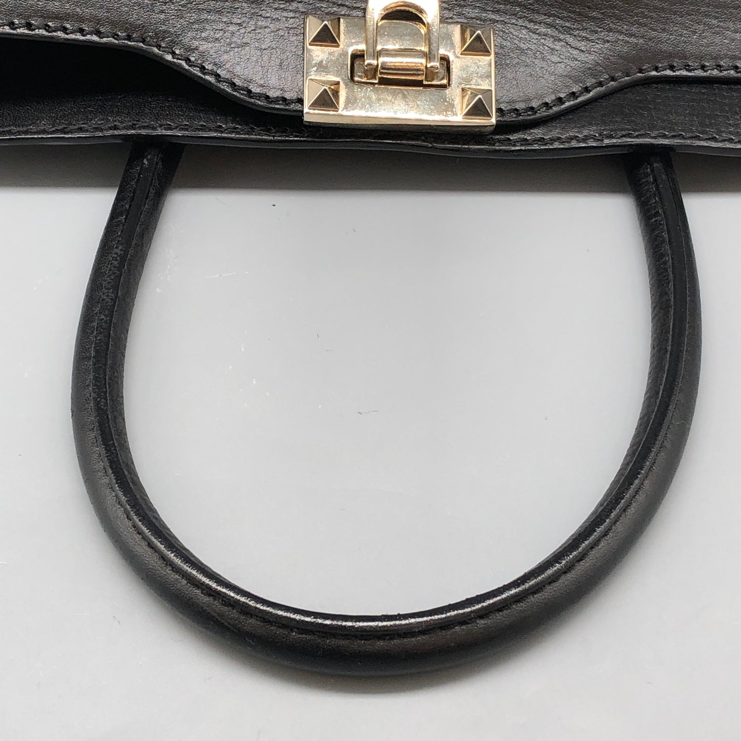 Valentino Garavani Black Leather Rockstud Tote Bag