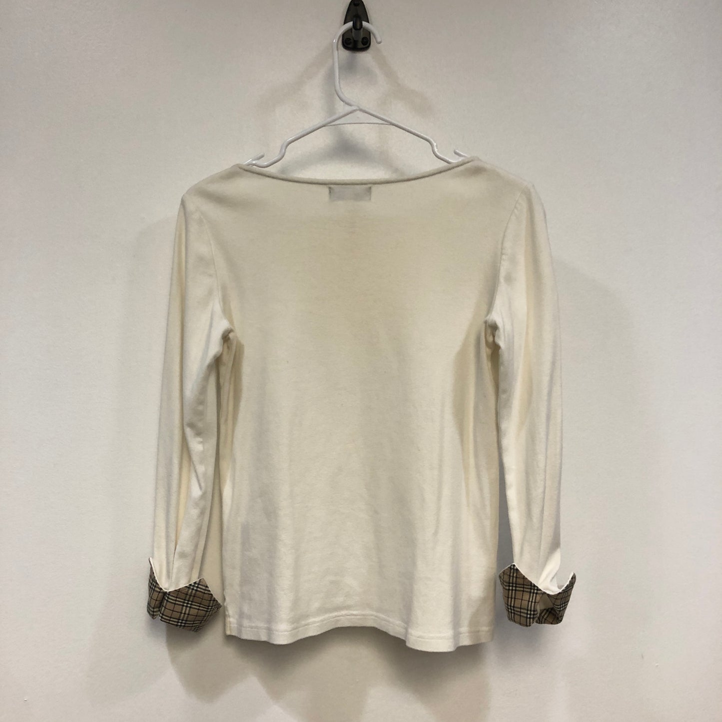 Burberry Blue Label Embroidered Horse Long Sleeve Top Size 38 Cream
