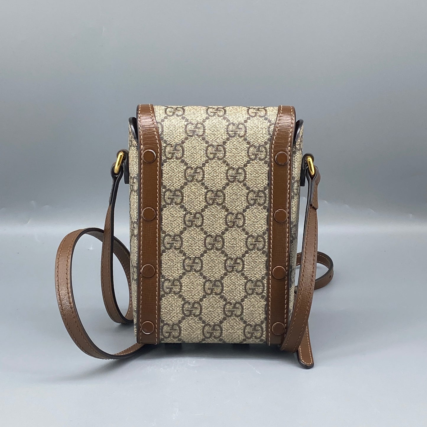 Gucci Beige GG Canvas Horsebit Mini Phone Crossbody Bag