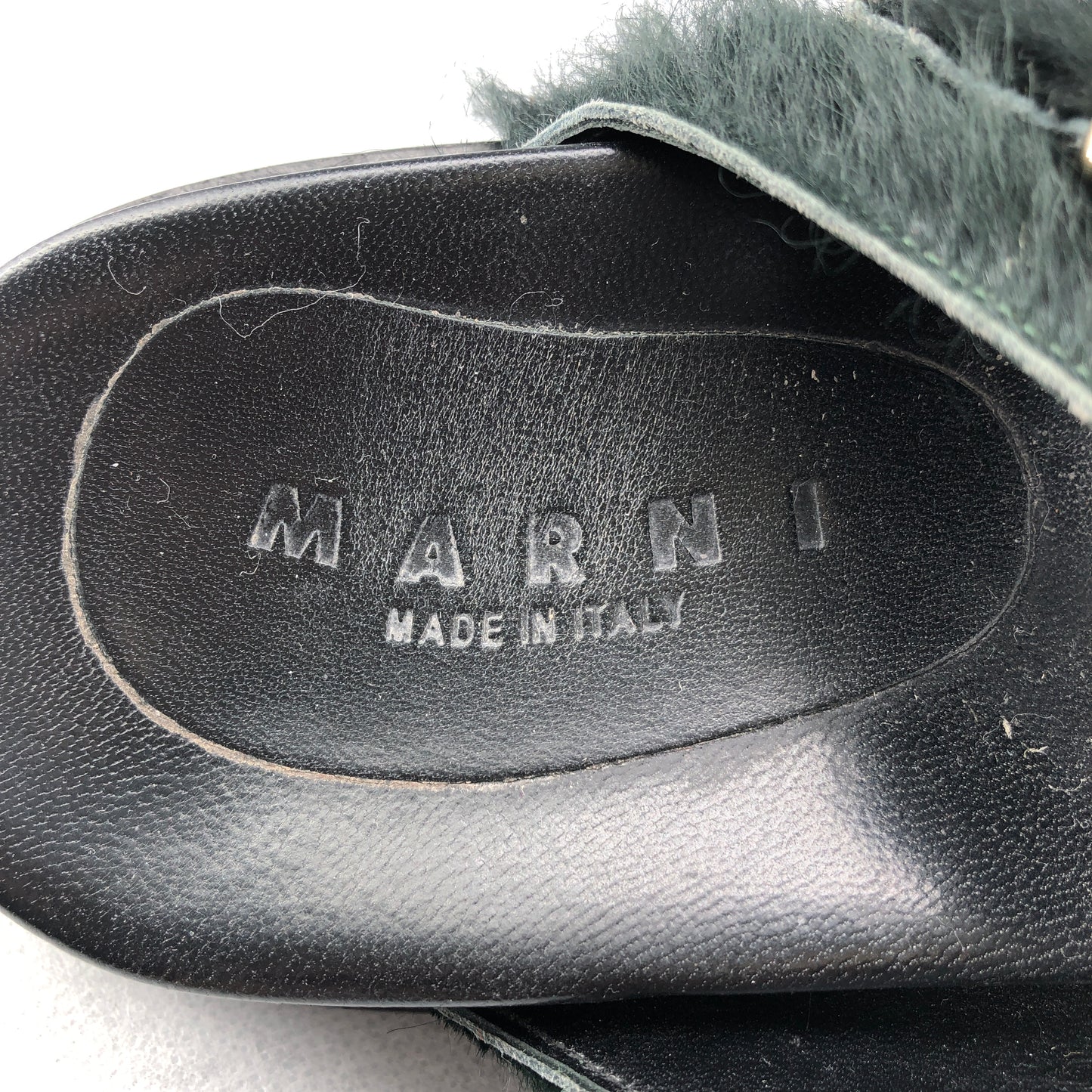 Marni Women's Fussbett Shearling Sandals 37 Green/Black