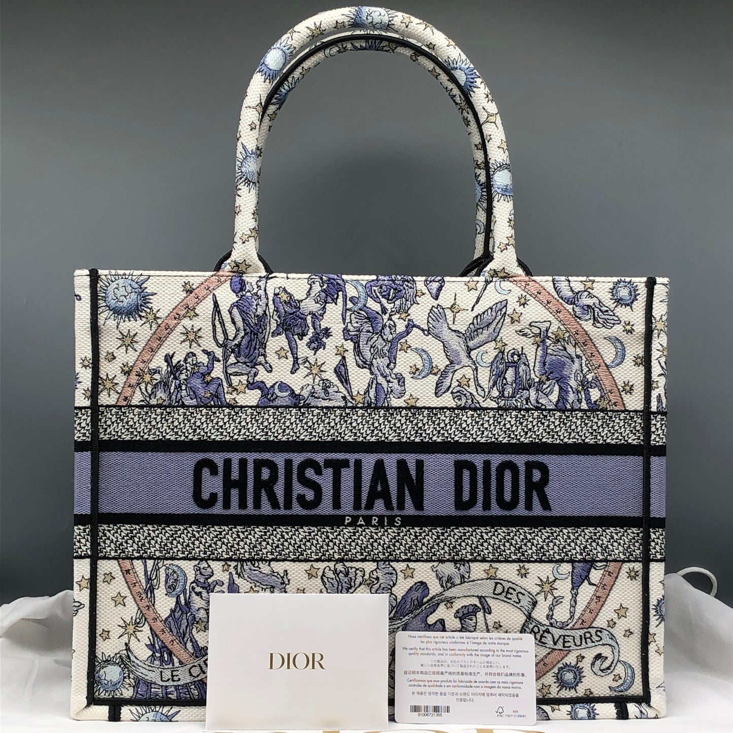 Christian Dior Violet/White Tarot Print Book Tote Bag