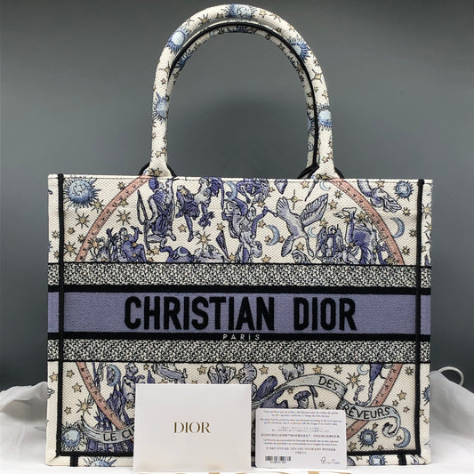 Christian Dior Violet/White Tarot Print Book Tote Bag