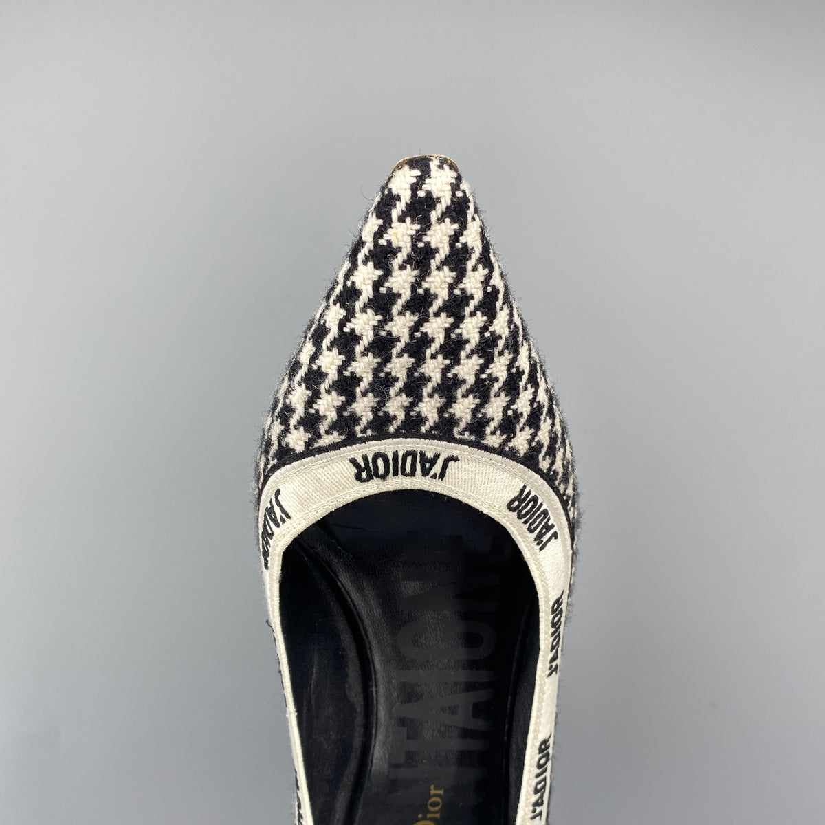 Christian Dior Houndstooth Fabric Pointed Toe High Heel  Size 37.5