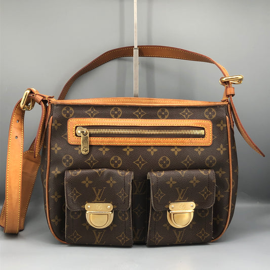 Louis Vuitton Hudson Monogram Canvas Shoulder Bag Brown