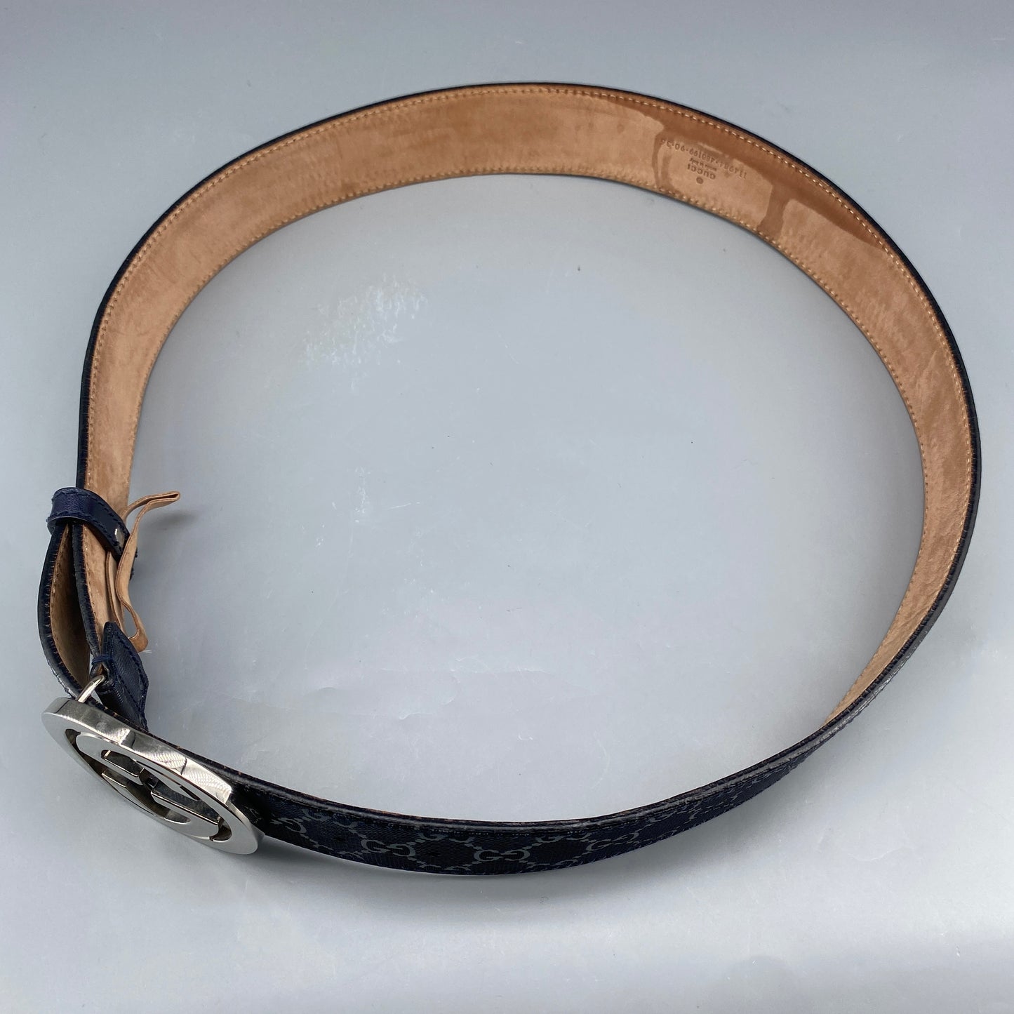 Gucci Dark Blue GG Supreme Belt 90cm