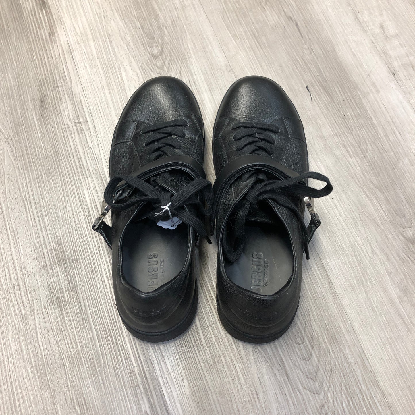 Versace Men's Black Leather Low-Top Sneakers Size 42