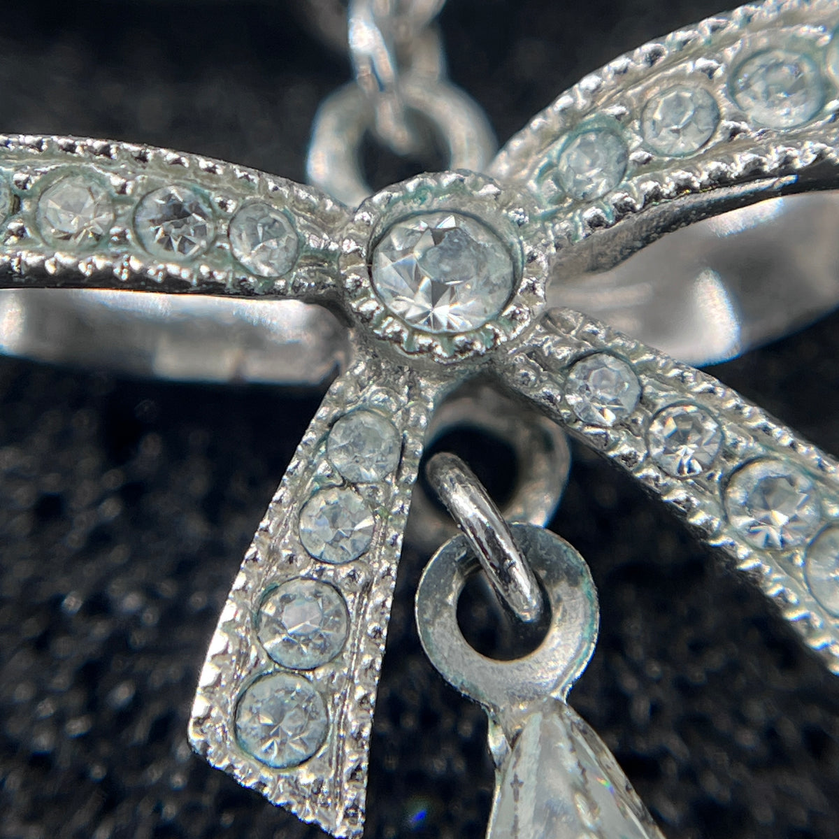 Christian Dior Silver Tone Crystal Hoop Earrings