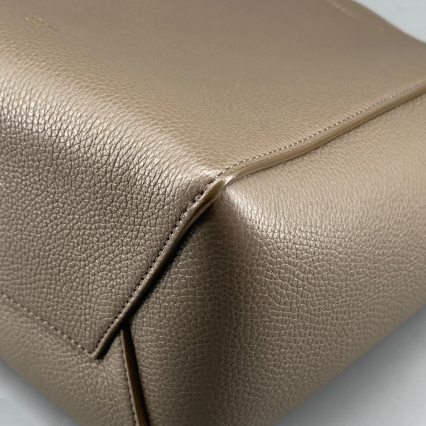 Celine Taupe Pebbled Leather Bucket Shoulder Bag