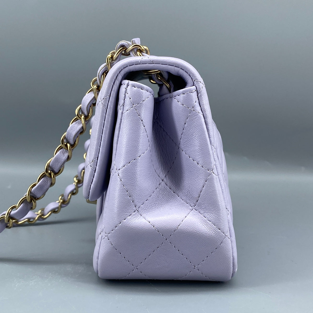 Chanel Classic Quilted Flap Mini Bag Lavendar Lambskin Leather
